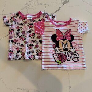Disney Minnie Mouse Pink and White Toddler Shirts (2 bundle)